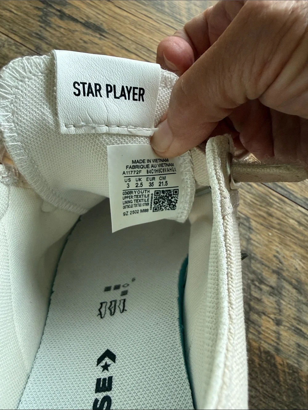 Converse Kids Beige Canvas Velcro Sneakers with Brown Rubber Toe